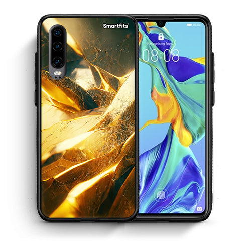 Θήκη Huawei P30 Real Gold από τη Smartfits με σχέδιο στο πίσω μέρος και μαύρο περίβλημα | Huawei P30 Real Gold case with colorful back and black bezels