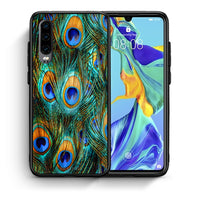 Thumbnail for Θήκη Huawei P30 Real Peacock Feathers από τη Smartfits με σχέδιο στο πίσω μέρος και μαύρο περίβλημα | Huawei P30 Real Peacock Feathers case with colorful back and black bezels