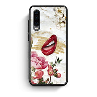Thumbnail for Huawei P30 Red Lips θήκη από τη Smartfits με σχέδιο στο πίσω μέρος και μαύρο περίβλημα | Smartphone case with colorful back and black bezels by Smartfits