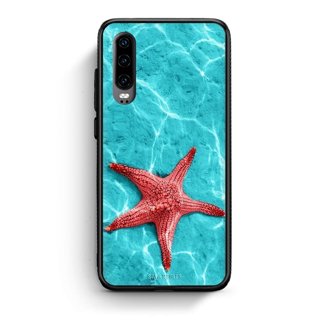 Huawei P30 Red Starfish Θήκη από τη Smartfits με σχέδιο στο πίσω μέρος και μαύρο περίβλημα | Smartphone case with colorful back and black bezels by Smartfits
