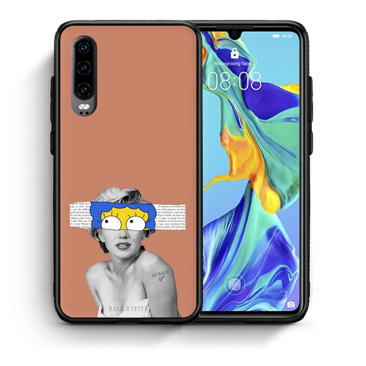 Θήκη Huawei P30 Sim Merilyn από τη Smartfits με σχέδιο στο πίσω μέρος και μαύρο περίβλημα | Huawei P30 Sim Merilyn case with colorful back and black bezels