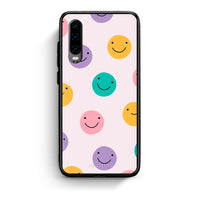 Thumbnail for Huawei P30 Smiley Faces θήκη από τη Smartfits με σχέδιο στο πίσω μέρος και μαύρο περίβλημα | Smartphone case with colorful back and black bezels by Smartfits
