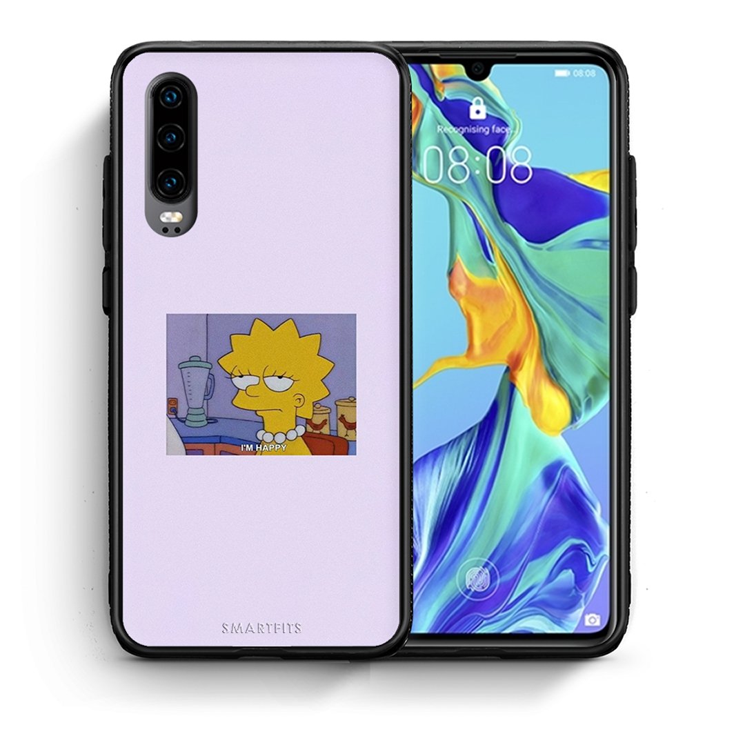 Θήκη Huawei P30 So Happy από τη Smartfits με σχέδιο στο πίσω μέρος και μαύρο περίβλημα | Huawei P30 So Happy case with colorful back and black bezels