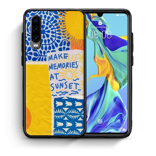 Θήκη Huawei P30 Sunset Memories από τη Smartfits με σχέδιο στο πίσω μέρος και μαύρο περίβλημα | Huawei P30 Sunset Memories case with colorful back and black bezels