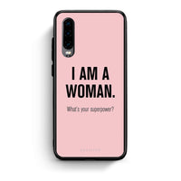 Thumbnail for Huawei P30 Superpower Woman θήκη από τη Smartfits με σχέδιο στο πίσω μέρος και μαύρο περίβλημα | Smartphone case with colorful back and black bezels by Smartfits