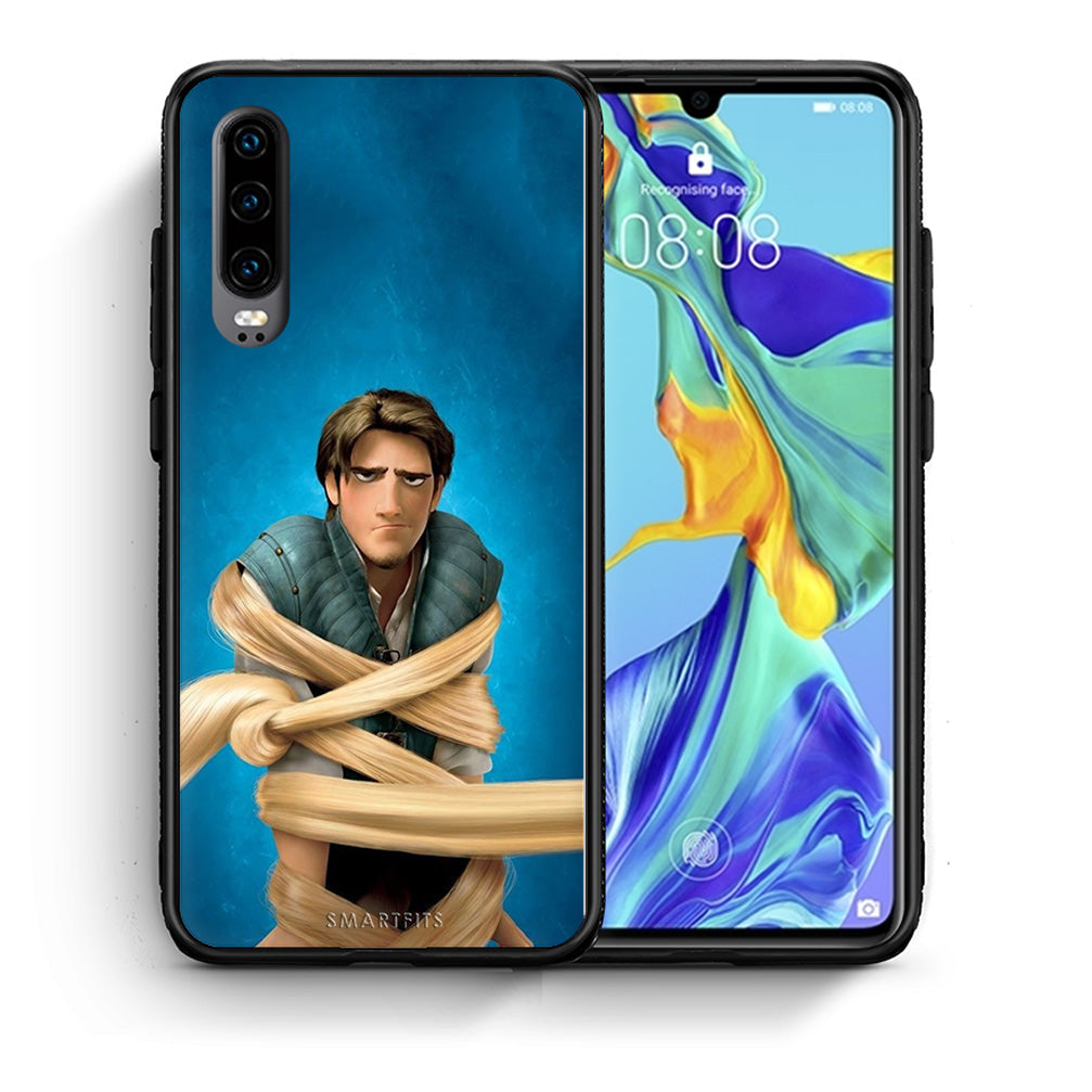 Θήκη Αγίου Βαλεντίνου Huawei P30 Tangled 1 από τη Smartfits με σχέδιο στο πίσω μέρος και μαύρο περίβλημα | Huawei P30 Tangled 1 case with colorful back and black bezels