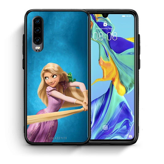 Θήκη Αγίου Βαλεντίνου Huawei P30 Tangled 2 από τη Smartfits με σχέδιο στο πίσω μέρος και μαύρο περίβλημα | Huawei P30 Tangled 2 case with colorful back and black bezels
