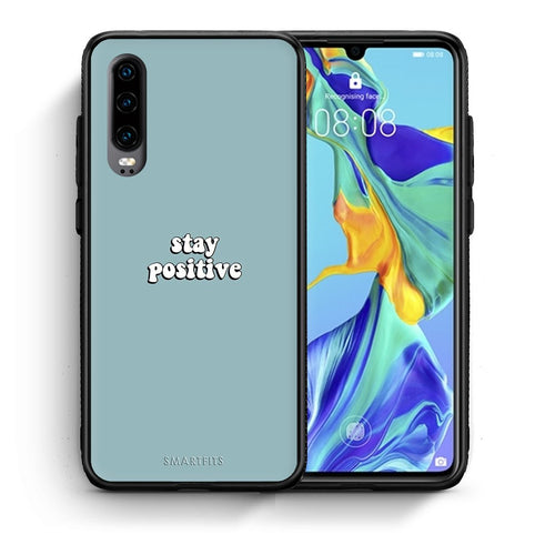 Θήκη Huawei P30 Positive Text από τη Smartfits με σχέδιο στο πίσω μέρος και μαύρο περίβλημα | Huawei P30 Positive Text case with colorful back and black bezels