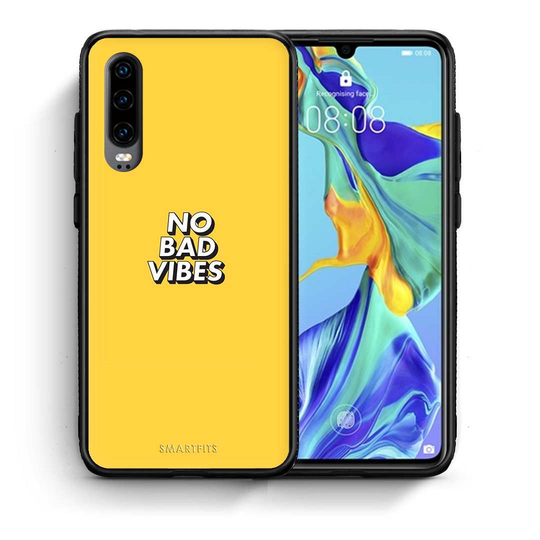 Θήκη Huawei P30 Vibes Text από τη Smartfits με σχέδιο στο πίσω μέρος και μαύρο περίβλημα | Huawei P30 Vibes Text case with colorful back and black bezels