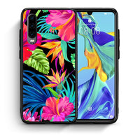 Thumbnail for Θήκη Huawei P30 Tropical Flowers από τη Smartfits με σχέδιο στο πίσω μέρος και μαύρο περίβλημα | Huawei P30 Tropical Flowers case with colorful back and black bezels