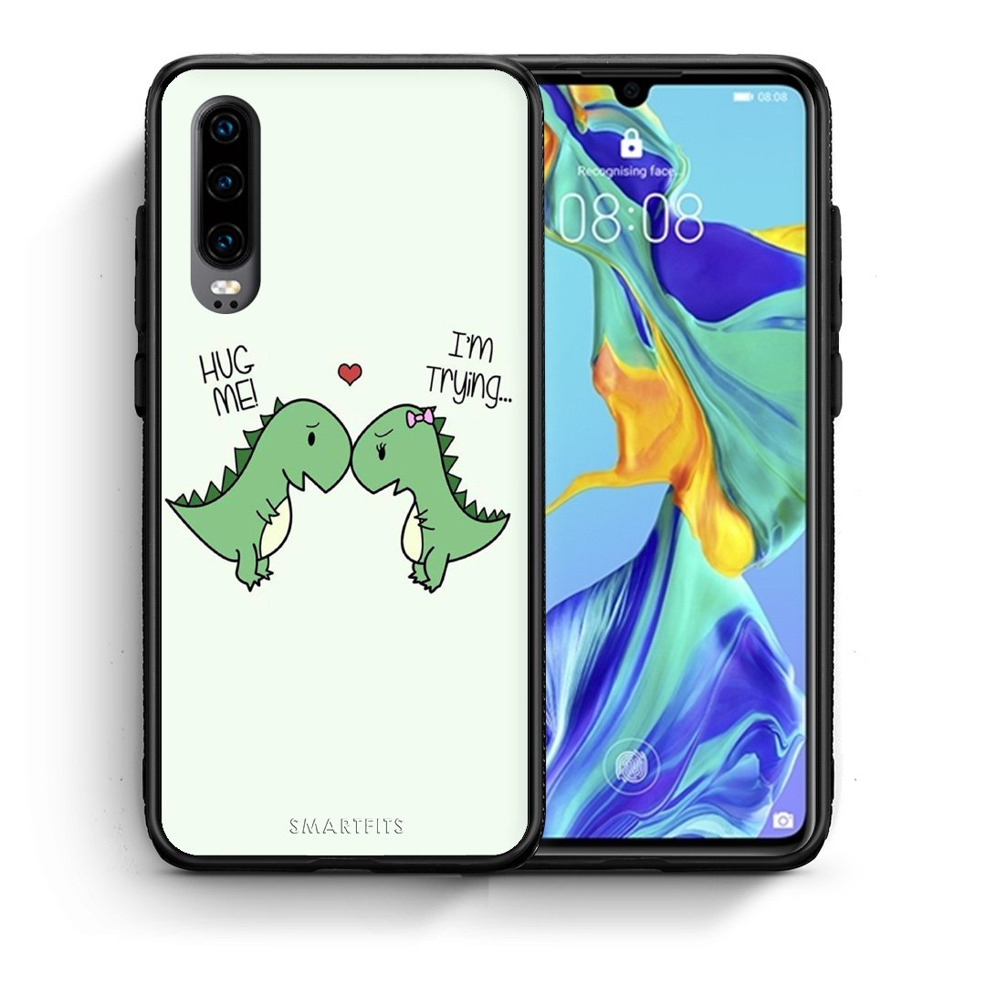 Θήκη Huawei P30 Rex Valentine από τη Smartfits με σχέδιο στο πίσω μέρος και μαύρο περίβλημα | Huawei P30 Rex Valentine case with colorful back and black bezels