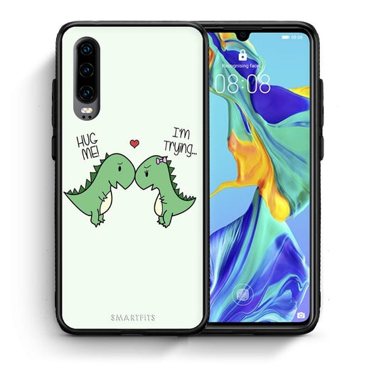 Θήκη Huawei P30 Rex Valentine από τη Smartfits με σχέδιο στο πίσω μέρος και μαύρο περίβλημα | Huawei P30 Rex Valentine case with colorful back and black bezels