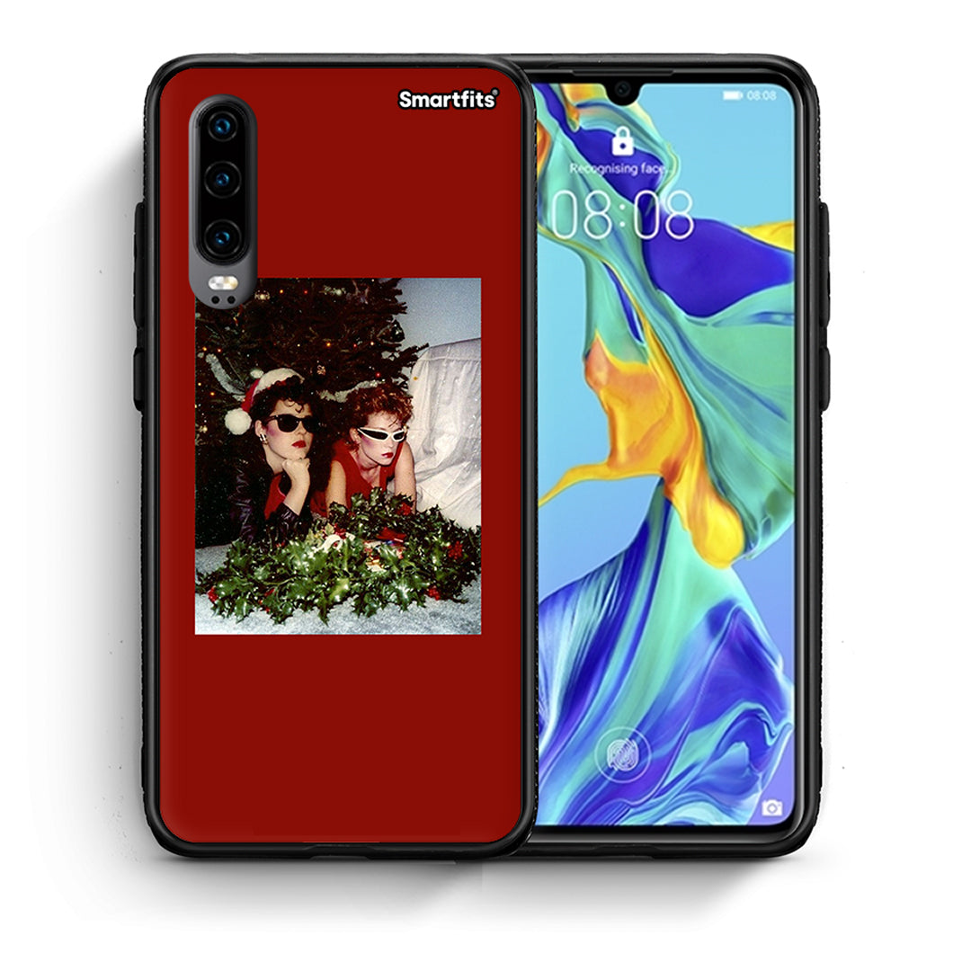 Θήκη Huawei P30 Waiting For Xmas από τη Smartfits με σχέδιο στο πίσω μέρος και μαύρο περίβλημα | Huawei P30 Waiting For Xmas case with colorful back and black bezels