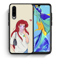 Thumbnail for Θήκη Huawei P30 Walking Mermaid από τη Smartfits με σχέδιο στο πίσω μέρος και μαύρο περίβλημα | Huawei P30 Walking Mermaid case with colorful back and black bezels