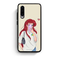 Thumbnail for Huawei P30 Walking Mermaid Θήκη από τη Smartfits με σχέδιο στο πίσω μέρος και μαύρο περίβλημα | Smartphone case with colorful back and black bezels by Smartfits