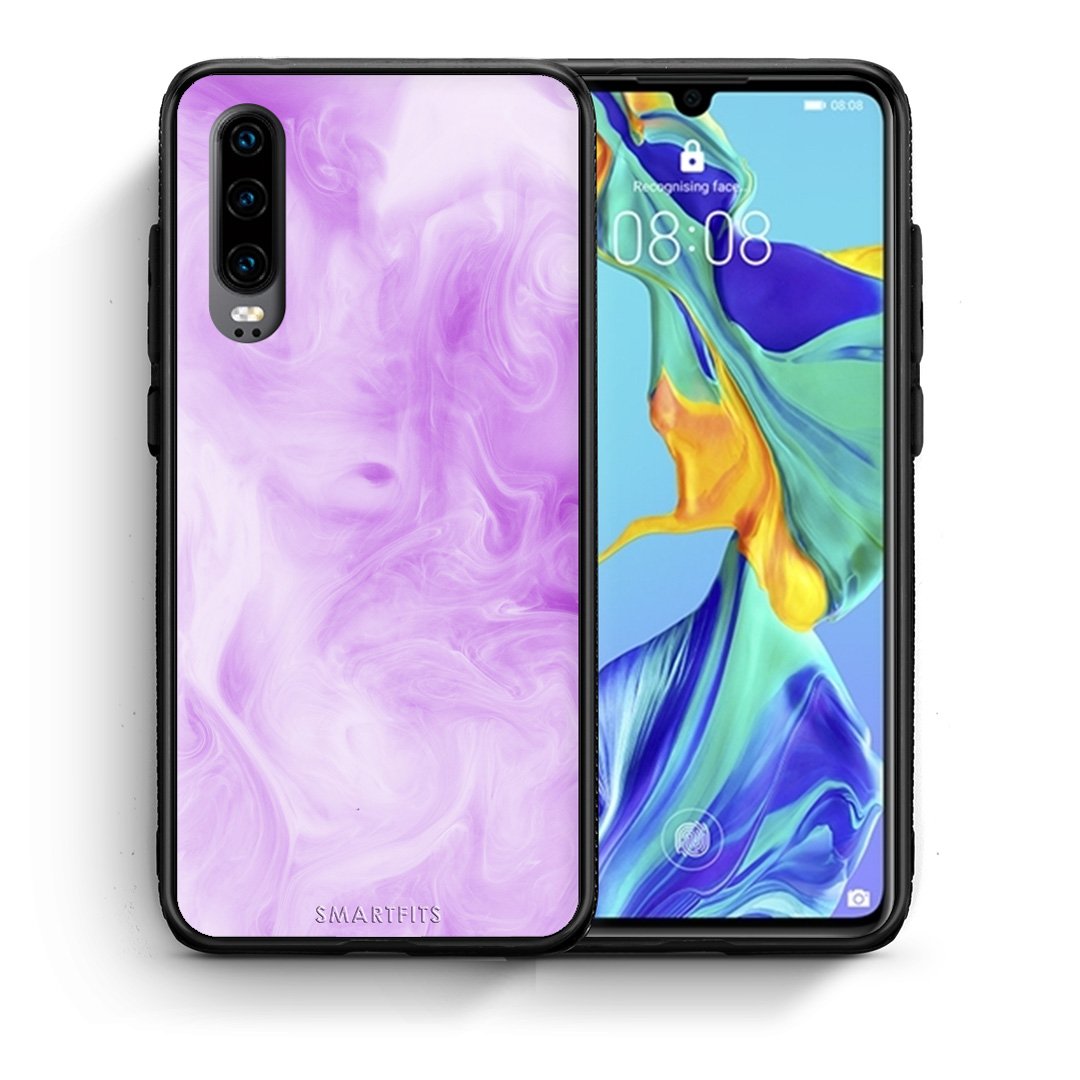 Θήκη Huawei P30 Lavender Watercolor από τη Smartfits με σχέδιο στο πίσω μέρος και μαύρο περίβλημα | Huawei P30 Lavender Watercolor case with colorful back and black bezels