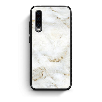 Huawei P30 White Gold Marble θήκη από τη Smartfits με σχέδιο στο πίσω μέρος και μαύρο περίβλημα | Smartphone case with colorful back and black bezels by Smartfits