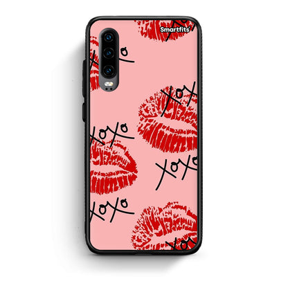 Huawei P30 XOXO Lips θήκη από τη Smartfits με σχέδιο στο πίσω μέρος και μαύρο περίβλημα | Smartphone case with colorful back and black bezels by Smartfits