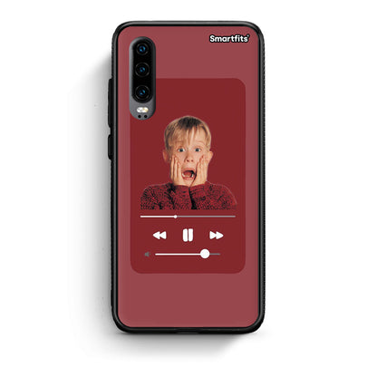 Huawei P30 Xmas Alone Music θήκη από τη Smartfits με σχέδιο στο πίσω μέρος και μαύρο περίβλημα | Smartphone case with colorful back and black bezels by Smartfits