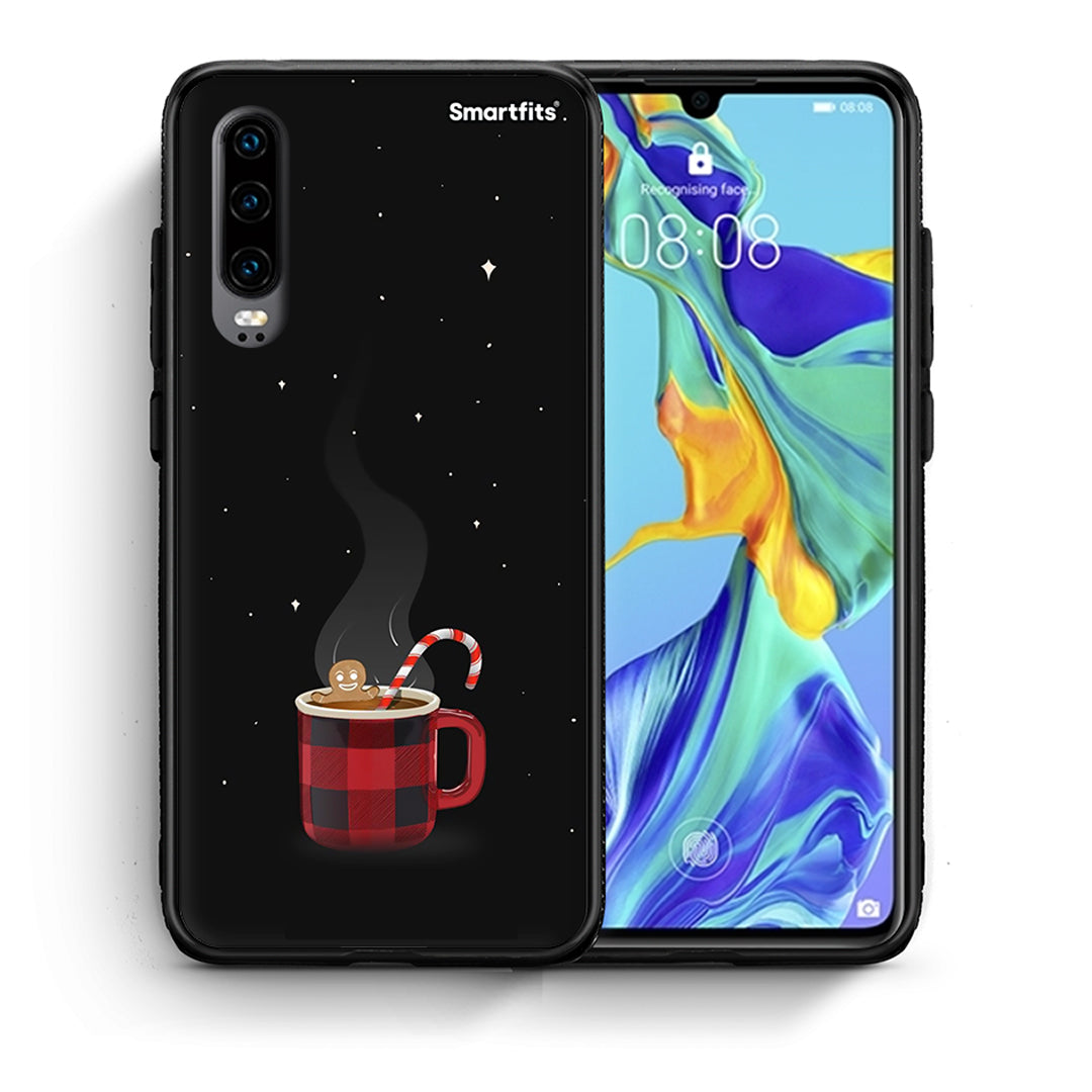 Θήκη Huawei P30 Xmas Bathing από τη Smartfits με σχέδιο στο πίσω μέρος και μαύρο περίβλημα | Huawei P30 Xmas Bathing case with colorful back and black bezels