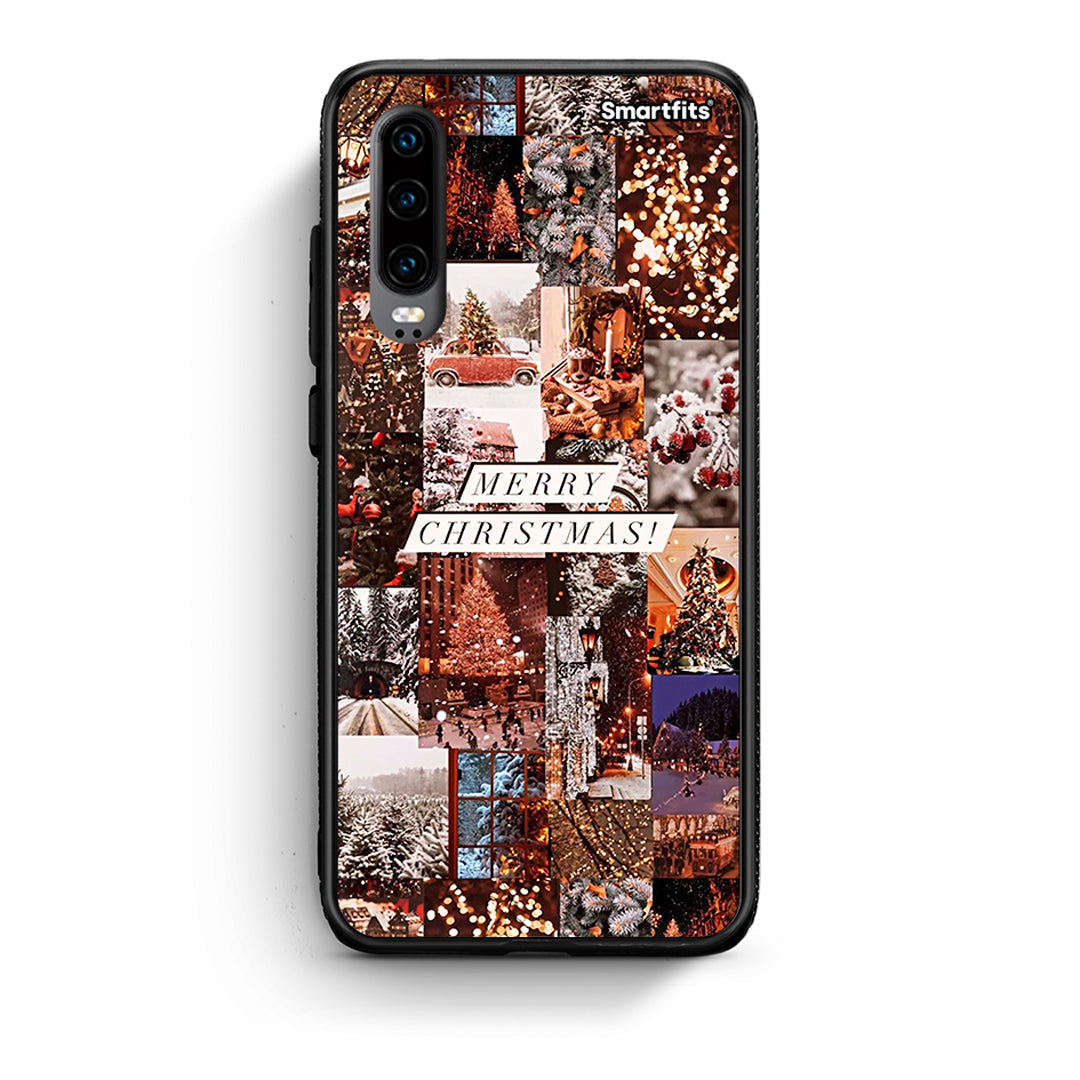 Huawei P30 Xmas Collage θήκη από τη Smartfits με σχέδιο στο πίσω μέρος και μαύρο περίβλημα | Smartphone case with colorful back and black bezels by Smartfits