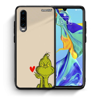 Θήκη Huawei P30 Xmas Grinch από τη Smartfits με σχέδιο στο πίσω μέρος και μαύρο περίβλημα | Huawei P30 Xmas Grinch case with colorful back and black bezels