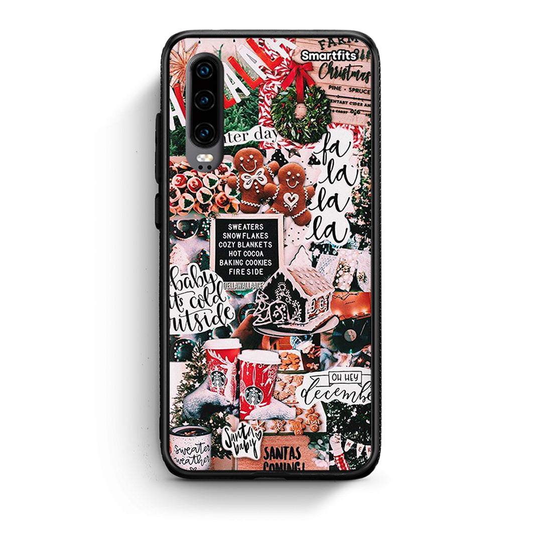 Huawei P30 Xmas Habbits θήκη από τη Smartfits με σχέδιο στο πίσω μέρος και μαύρο περίβλημα | Smartphone case with colorful back and black bezels by Smartfits