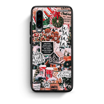 Huawei P30 Xmas Habbits θήκη από τη Smartfits με σχέδιο στο πίσω μέρος και μαύρο περίβλημα | Smartphone case with colorful back and black bezels by Smartfits