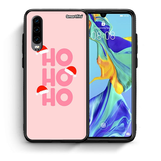 Θήκη Huawei P30 Xmas Ho Ho Ho από τη Smartfits με σχέδιο στο πίσω μέρος και μαύρο περίβλημα | Huawei P30 Xmas Ho Ho Ho case with colorful back and black bezels