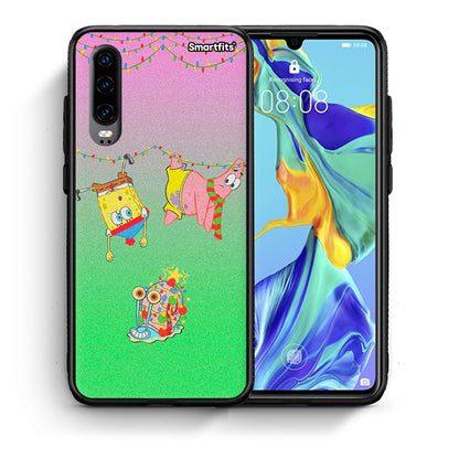 Θήκη Huawei P30 Xmas Lights από τη Smartfits με σχέδιο στο πίσω μέρος και μαύρο περίβλημα | Huawei P30 Xmas Lights case with colorful back and black bezels