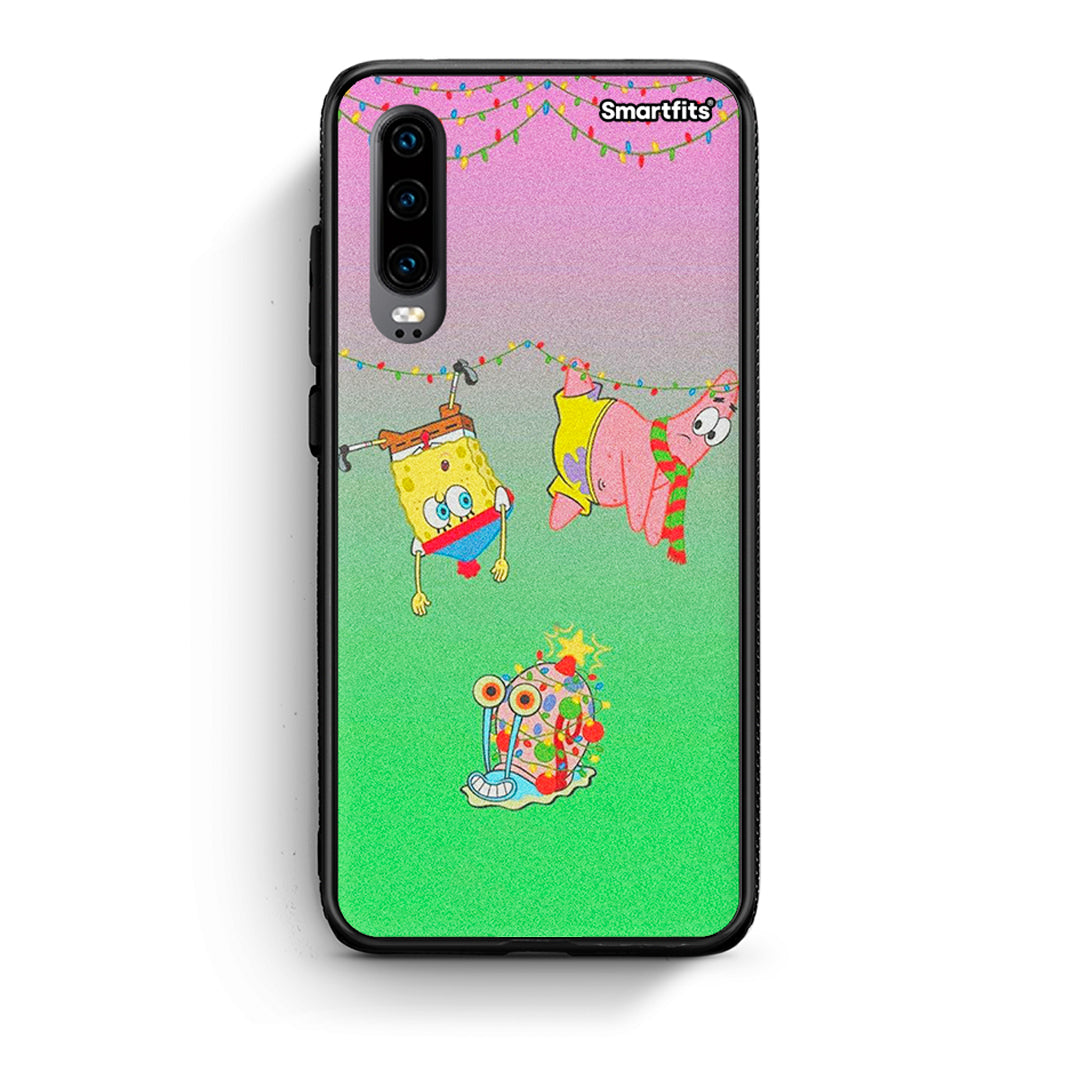 Huawei P30 Xmas Lights θήκη από τη Smartfits με σχέδιο στο πίσω μέρος και μαύρο περίβλημα | Smartphone case with colorful back and black bezels by Smartfits