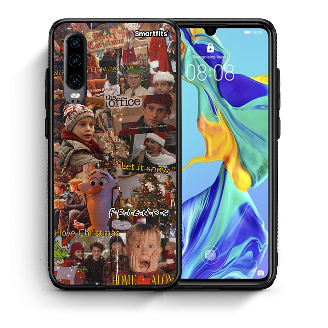 Θήκη Huawei P30 Xmas Wishes από τη Smartfits με σχέδιο στο πίσω μέρος και μαύρο περίβλημα | Huawei P30 Xmas Wishes case with colorful back and black bezels