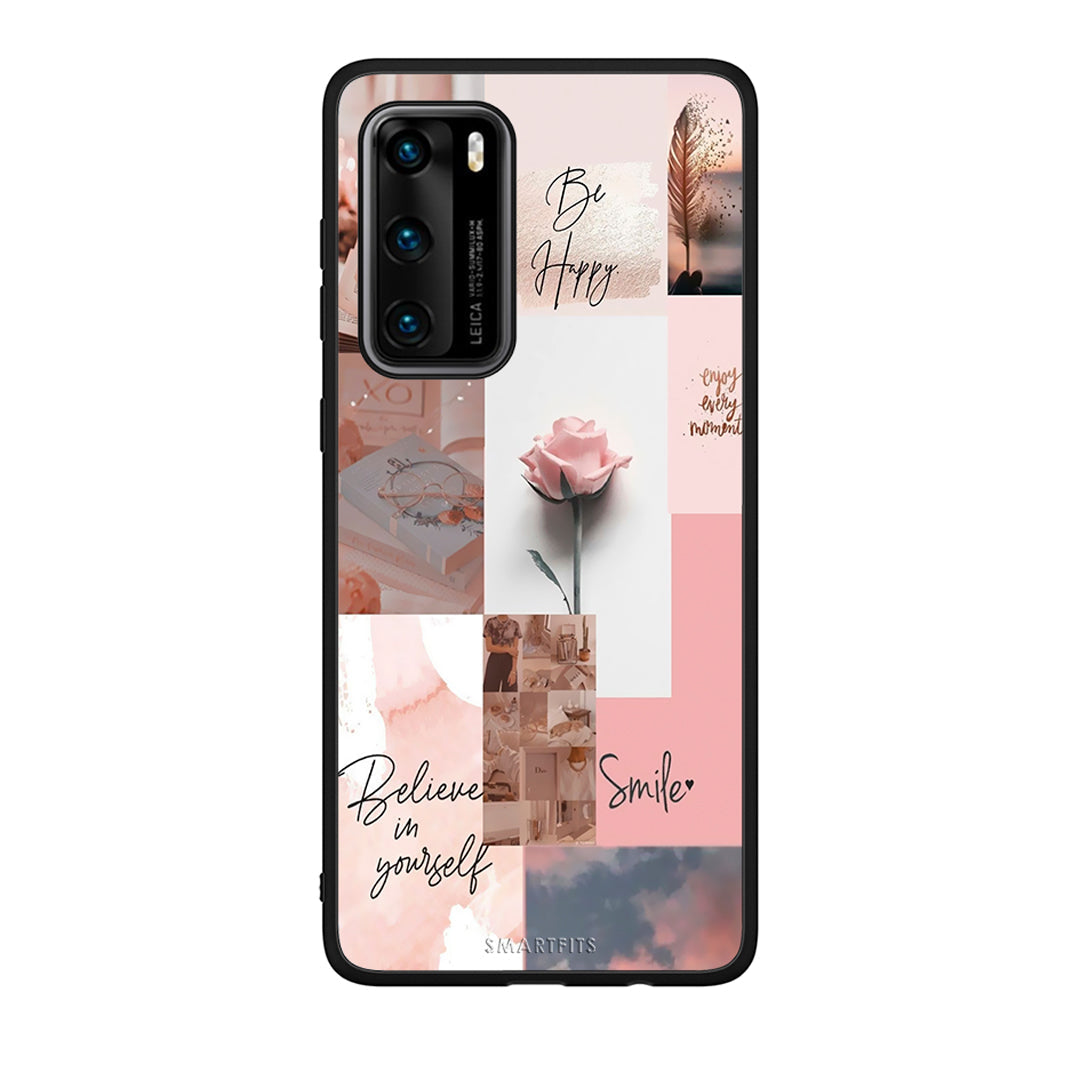 Huawei P40 Aesthetic Collage θήκη από τη Smartfits με σχέδιο στο πίσω μέρος και μαύρο περίβλημα | Smartphone case with colorful back and black bezels by Smartfits