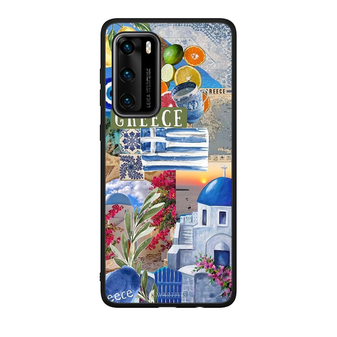 Huawei P40 All Greek Θήκη από τη Smartfits με σχέδιο στο πίσω μέρος και μαύρο περίβλημα | Smartphone case with colorful back and black bezels by Smartfits