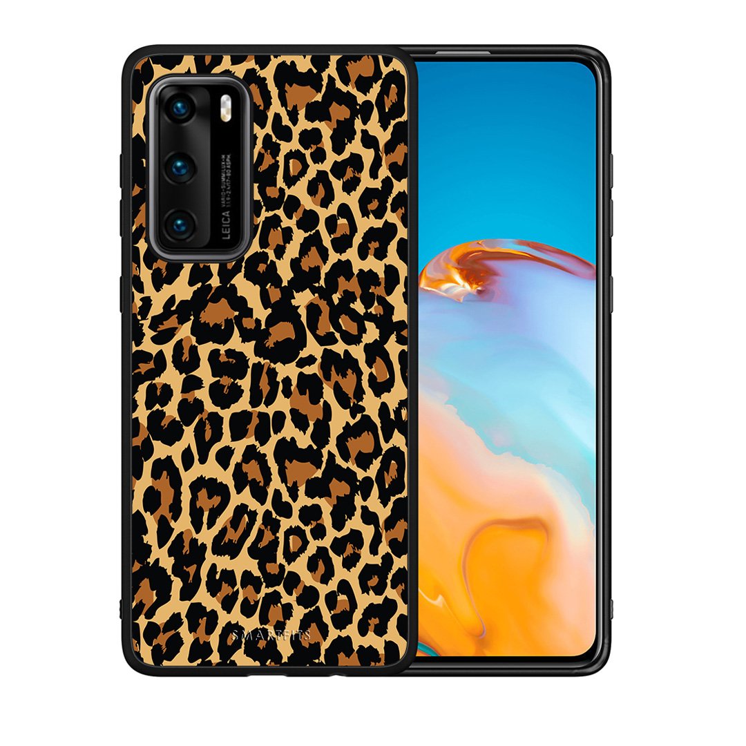 Θήκη Huawei P40 Leopard Animal από τη Smartfits με σχέδιο στο πίσω μέρος και μαύρο περίβλημα | Huawei P40 Leopard Animal case with colorful back and black bezels