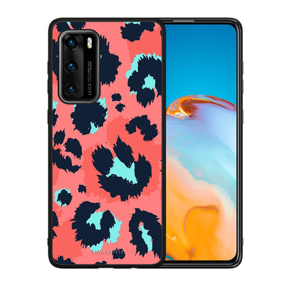 Θήκη Huawei P40 Pink Leopard Animal από τη Smartfits με σχέδιο στο πίσω μέρος και μαύρο περίβλημα | Huawei P40 Pink Leopard Animal case with colorful back and black bezels