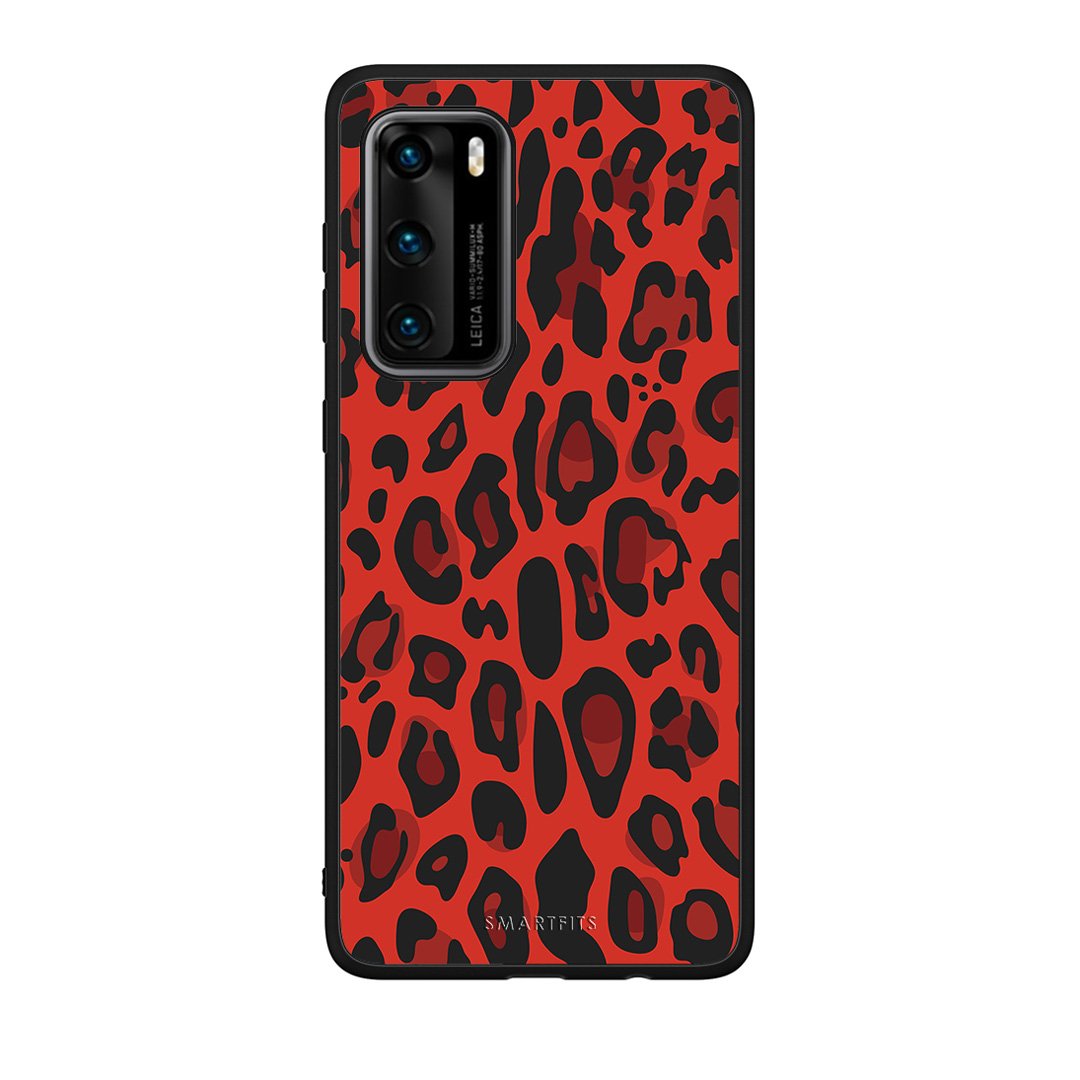 4 - Huawei P40 Red Leopard Animal case, cover, bumper