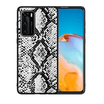 Θήκη Huawei P40 White Snake Animal από τη Smartfits με σχέδιο στο πίσω μέρος και μαύρο περίβλημα | Huawei P40 White Snake Animal case with colorful back and black bezels