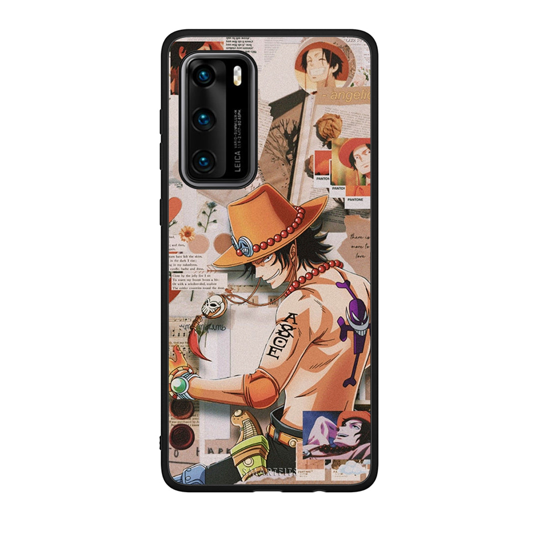 Huawei P40 Anime Collage θήκη από τη Smartfits με σχέδιο στο πίσω μέρος και μαύρο περίβλημα | Smartphone case with colorful back and black bezels by Smartfits