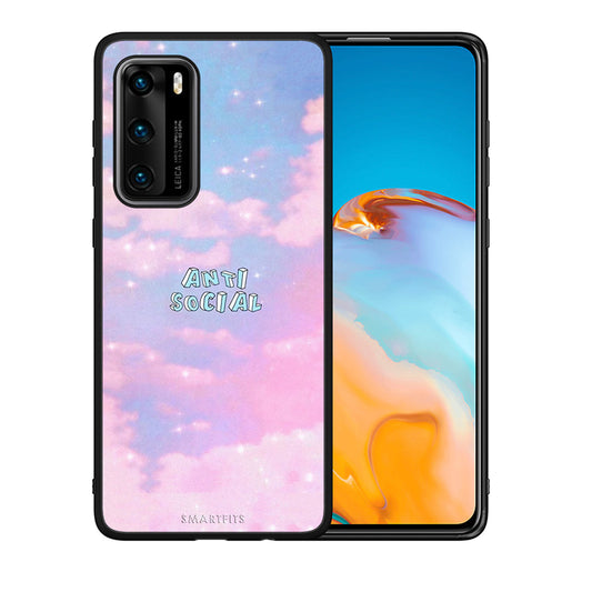 Θήκη Αγίου Βαλεντίνου Huawei P40 Anti Social από τη Smartfits με σχέδιο στο πίσω μέρος και μαύρο περίβλημα | Huawei P40 Anti Social case with colorful back and black bezels