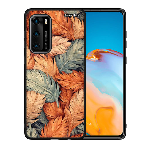 Θήκη Huawei P40 Autumn Leaves από τη Smartfits με σχέδιο στο πίσω μέρος και μαύρο περίβλημα | Huawei P40 Autumn Leaves case with colorful back and black bezels