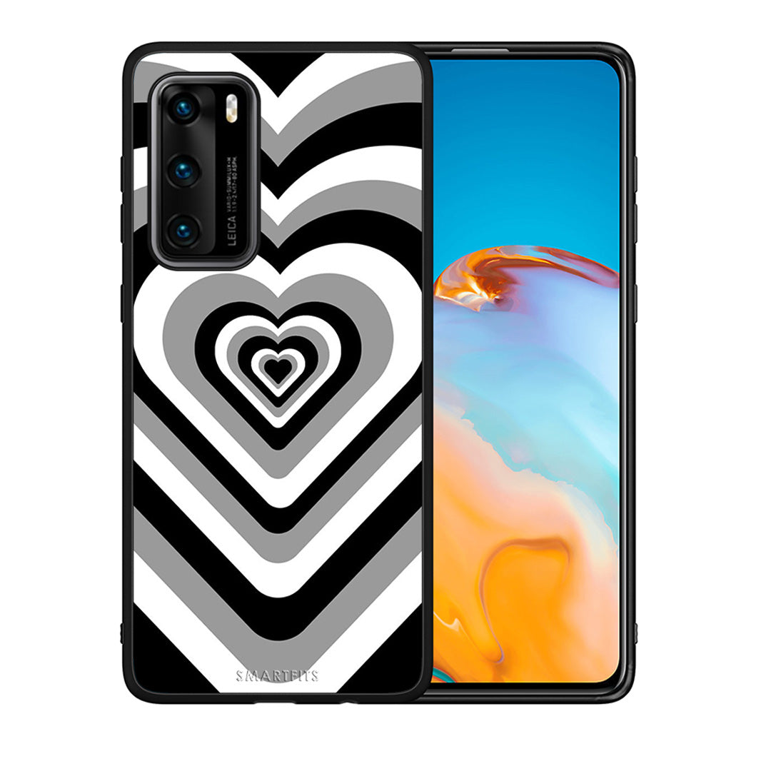 Θήκη Huawei P40 Black Hearts από τη Smartfits με σχέδιο στο πίσω μέρος και μαύρο περίβλημα | Huawei P40 Black Hearts case with colorful back and black bezels