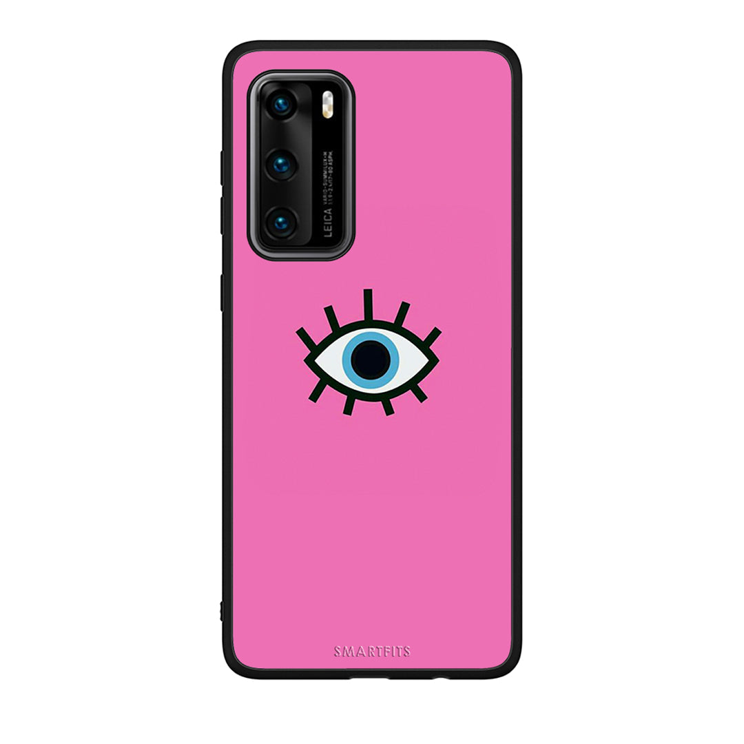 Huawei P40 Blue Eye Pink θήκη από τη Smartfits με σχέδιο στο πίσω μέρος και μαύρο περίβλημα | Smartphone case with colorful back and black bezels by Smartfits