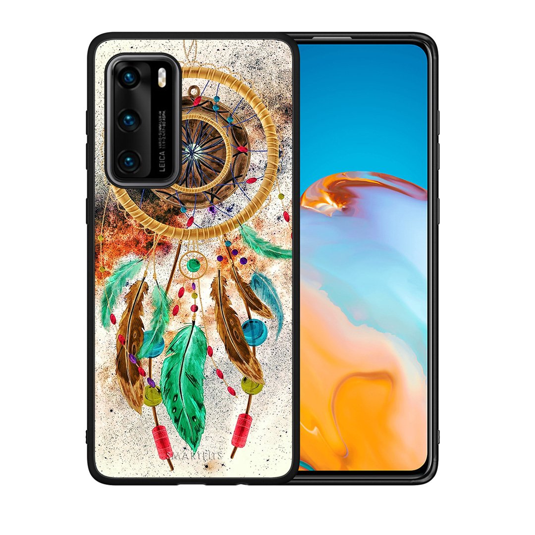 Θήκη Huawei P40 DreamCatcher Boho από τη Smartfits με σχέδιο στο πίσω μέρος και μαύρο περίβλημα | Huawei P40 DreamCatcher Boho case with colorful back and black bezels