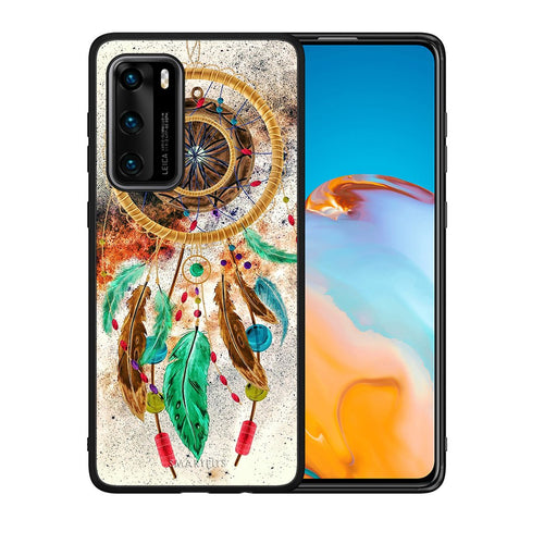 Θήκη Huawei P40 DreamCatcher Boho από τη Smartfits με σχέδιο στο πίσω μέρος και μαύρο περίβλημα | Huawei P40 DreamCatcher Boho case with colorful back and black bezels