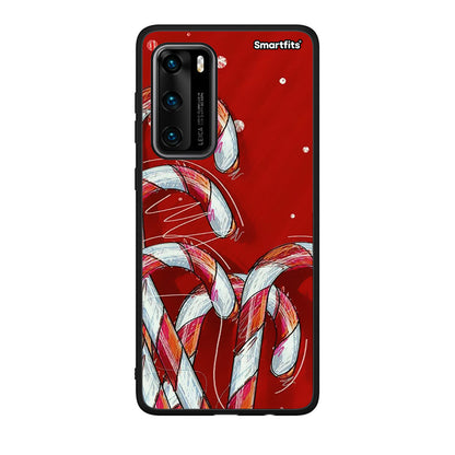 Huawei P40 Candy Cane θήκη από τη Smartfits με σχέδιο στο πίσω μέρος και μαύρο περίβλημα | Smartphone case with colorful back and black bezels by Smartfits
