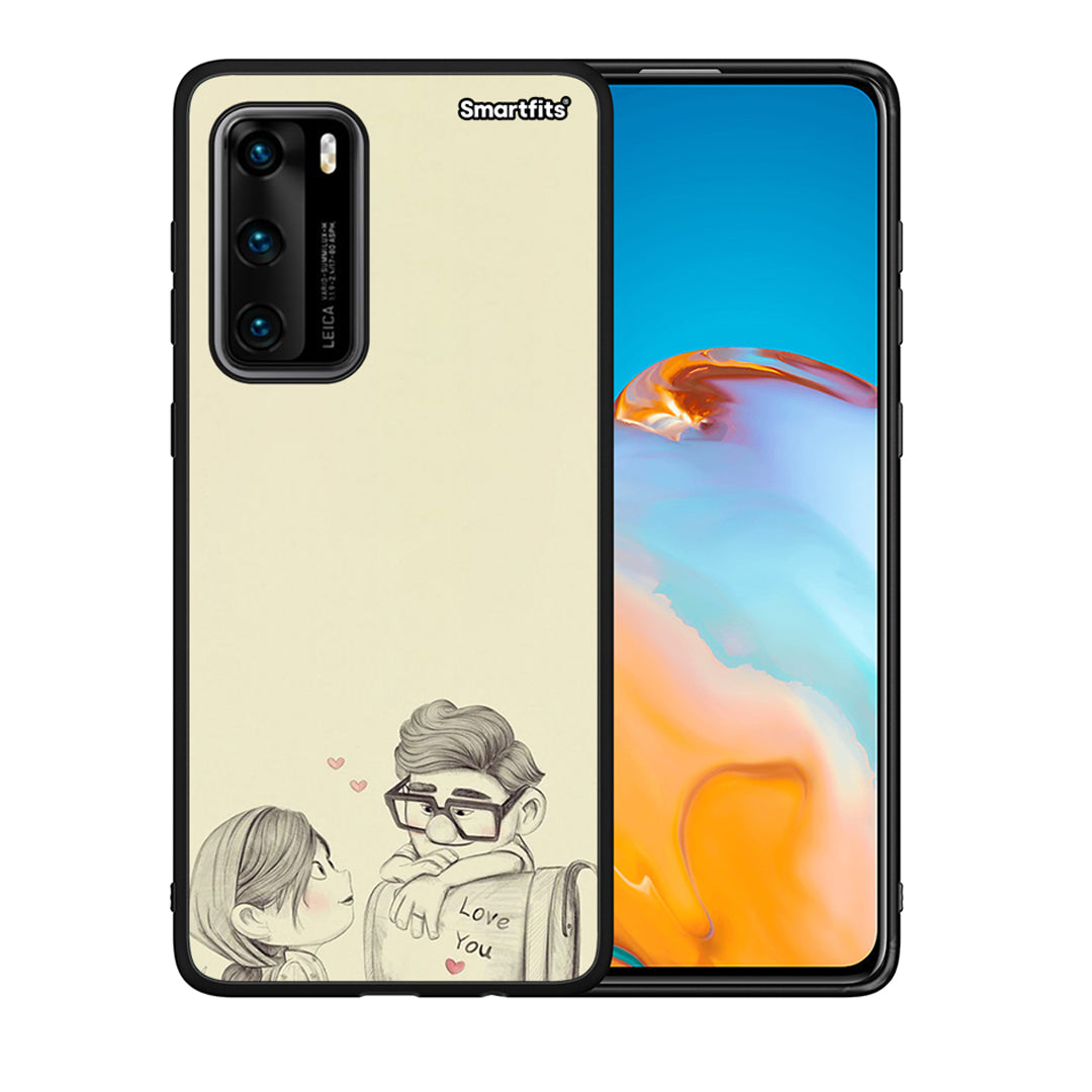 Θήκη Huawei P40 Carl And Ellie από τη Smartfits με σχέδιο στο πίσω μέρος και μαύρο περίβλημα | Huawei P40 Carl And Ellie case with colorful back and black bezels
