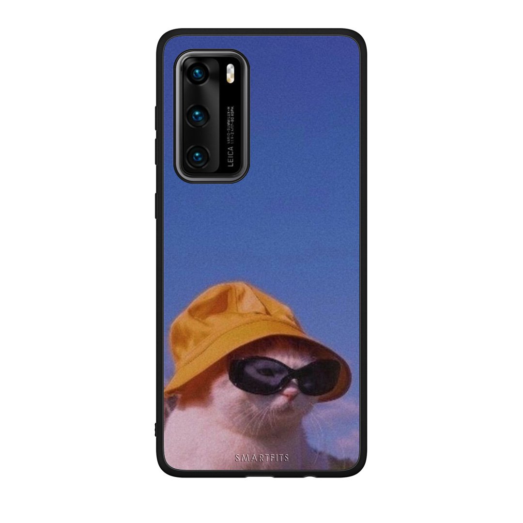 Huawei P40 Cat Diva θήκη από τη Smartfits με σχέδιο στο πίσω μέρος και μαύρο περίβλημα | Smartphone case with colorful back and black bezels by Smartfits
