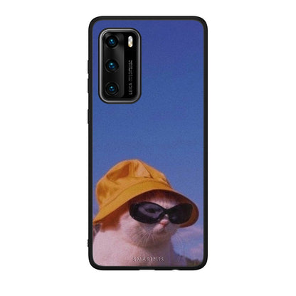 Huawei P40 Cat Diva θήκη από τη Smartfits με σχέδιο στο πίσω μέρος και μαύρο περίβλημα | Smartphone case with colorful back and black bezels by Smartfits