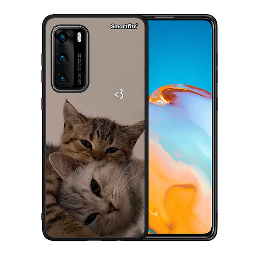 Θήκη Huawei P40 Cats In Love από τη Smartfits με σχέδιο στο πίσω μέρος και μαύρο περίβλημα | Huawei P40 Cats In Love case with colorful back and black bezels